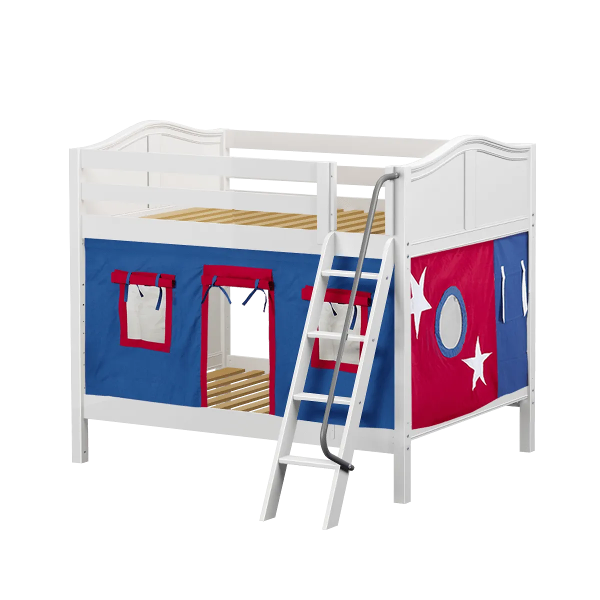 Maxtrix Full Medium Bunk Bed with Angled Ladder   Curtain