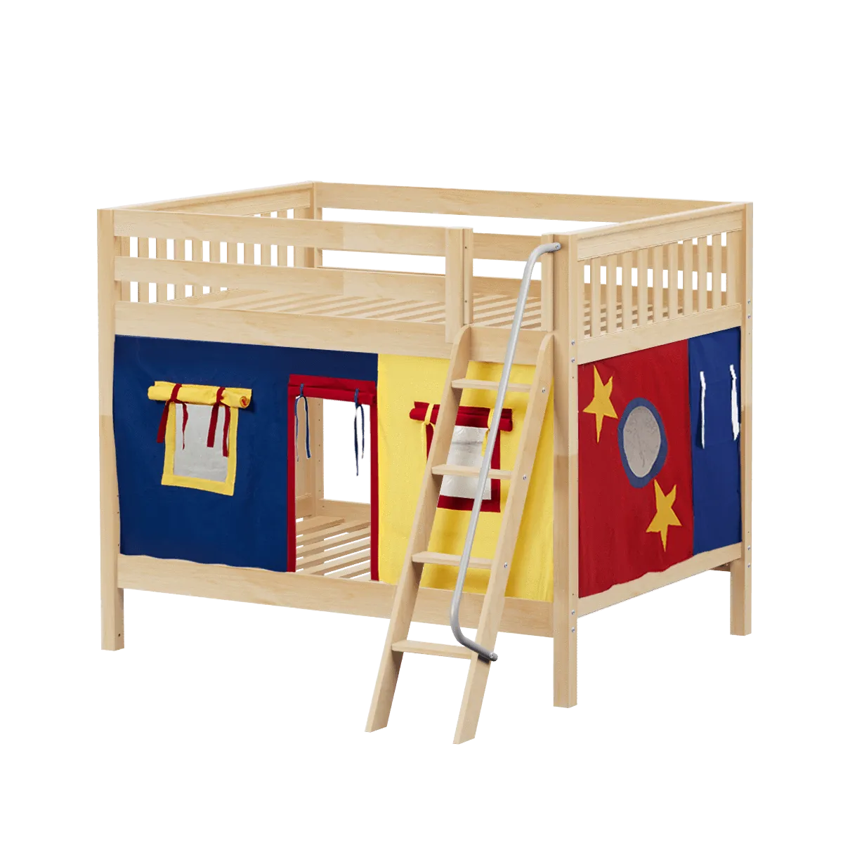Maxtrix Full Medium Bunk Bed with Angled Ladder   Curtain