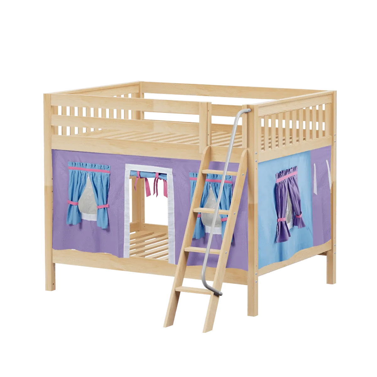Maxtrix Full Medium Bunk Bed with Angled Ladder   Curtain