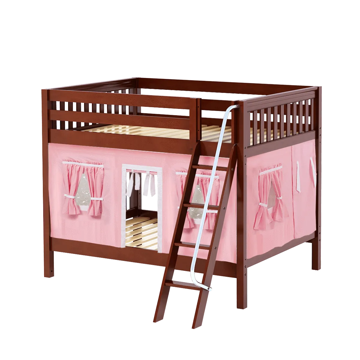 Maxtrix Full Medium Bunk Bed with Angled Ladder   Curtain