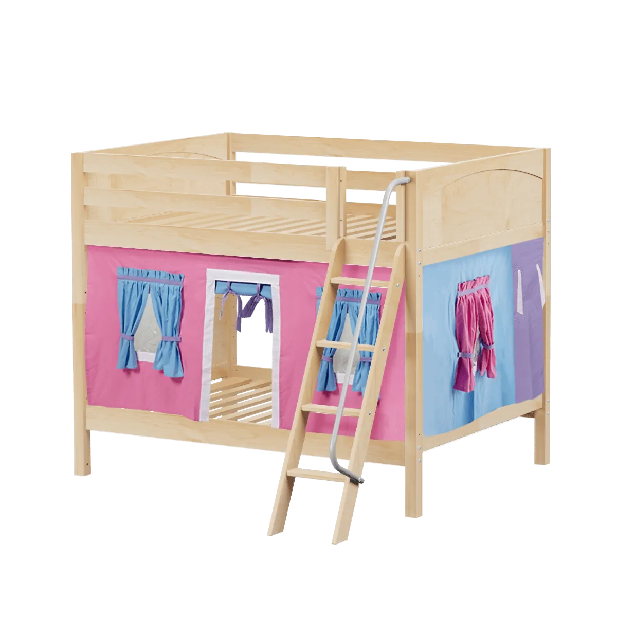 Maxtrix Full Medium Bunk Bed with Angled Ladder   Curtain