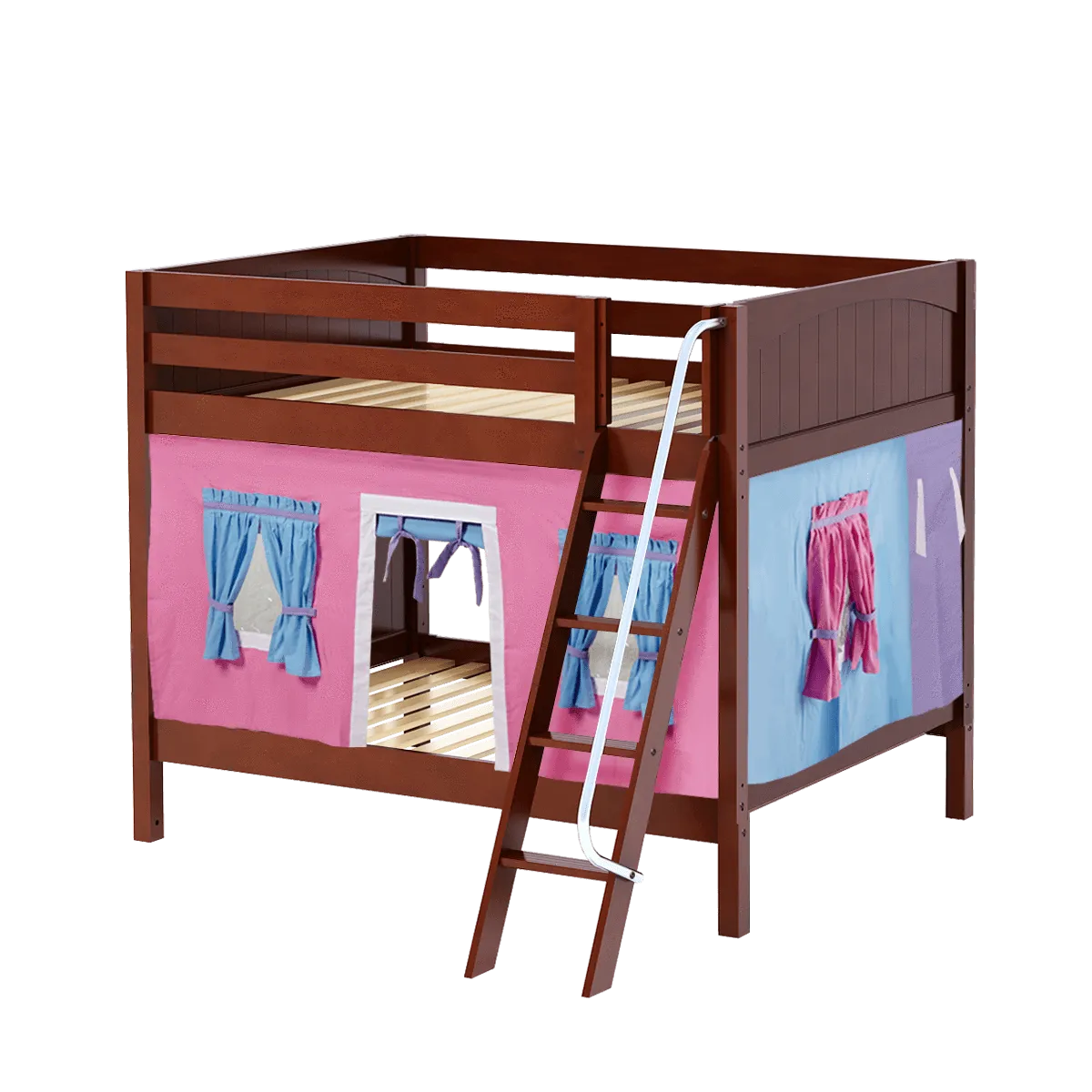 Maxtrix Full Medium Bunk Bed with Angled Ladder   Curtain