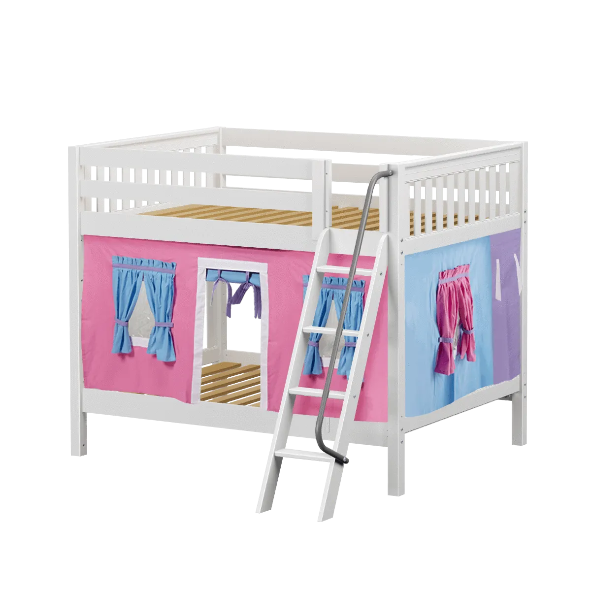 Maxtrix Full Medium Bunk Bed with Angled Ladder   Curtain