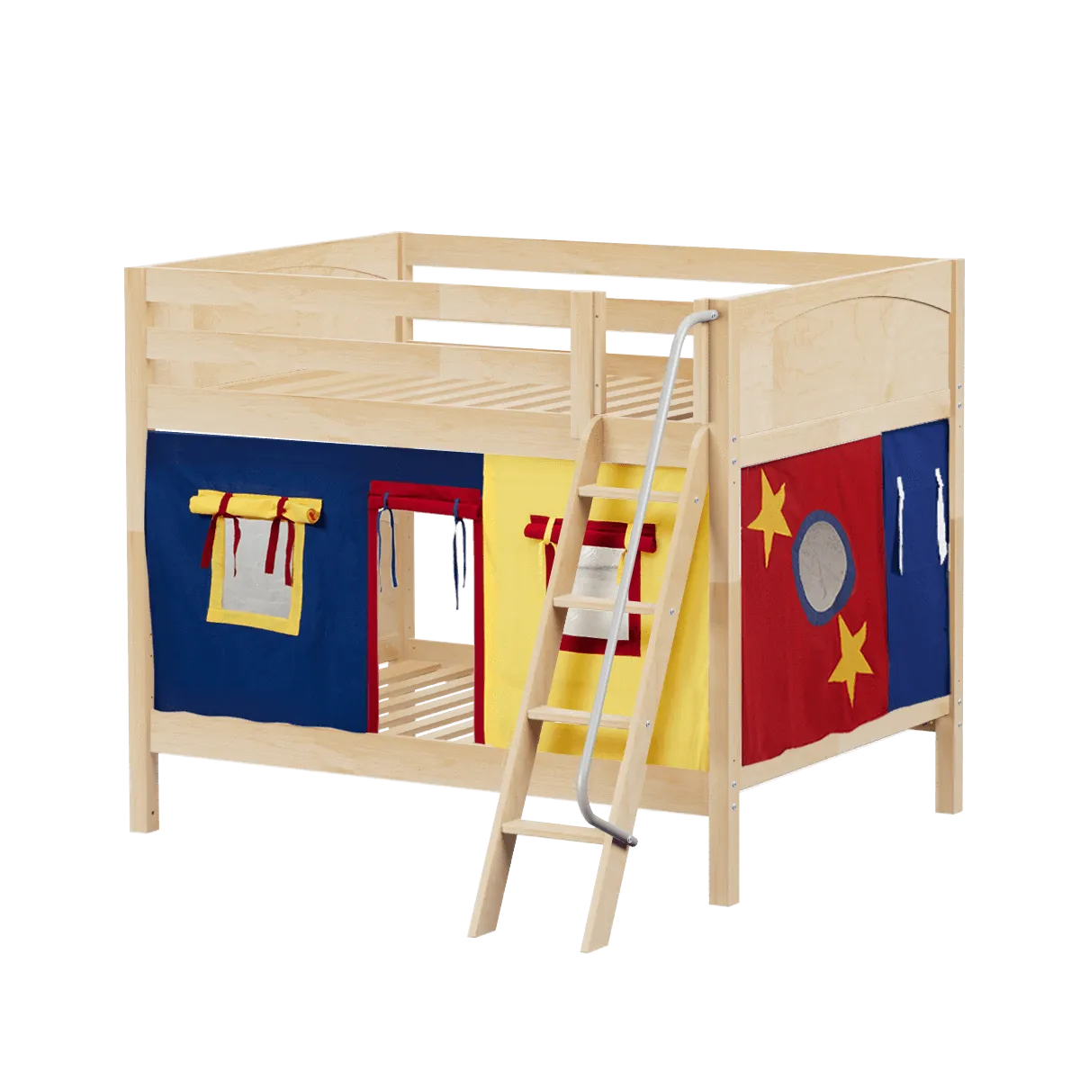 Maxtrix Full Medium Bunk Bed with Angled Ladder   Curtain