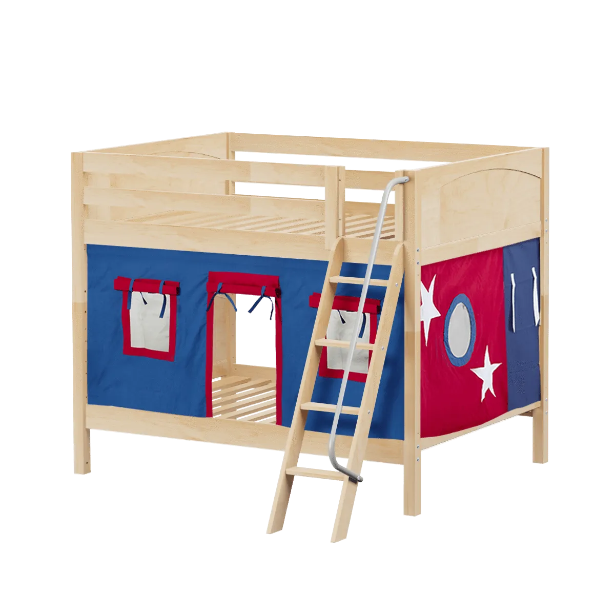 Maxtrix Full Medium Bunk Bed with Angled Ladder   Curtain