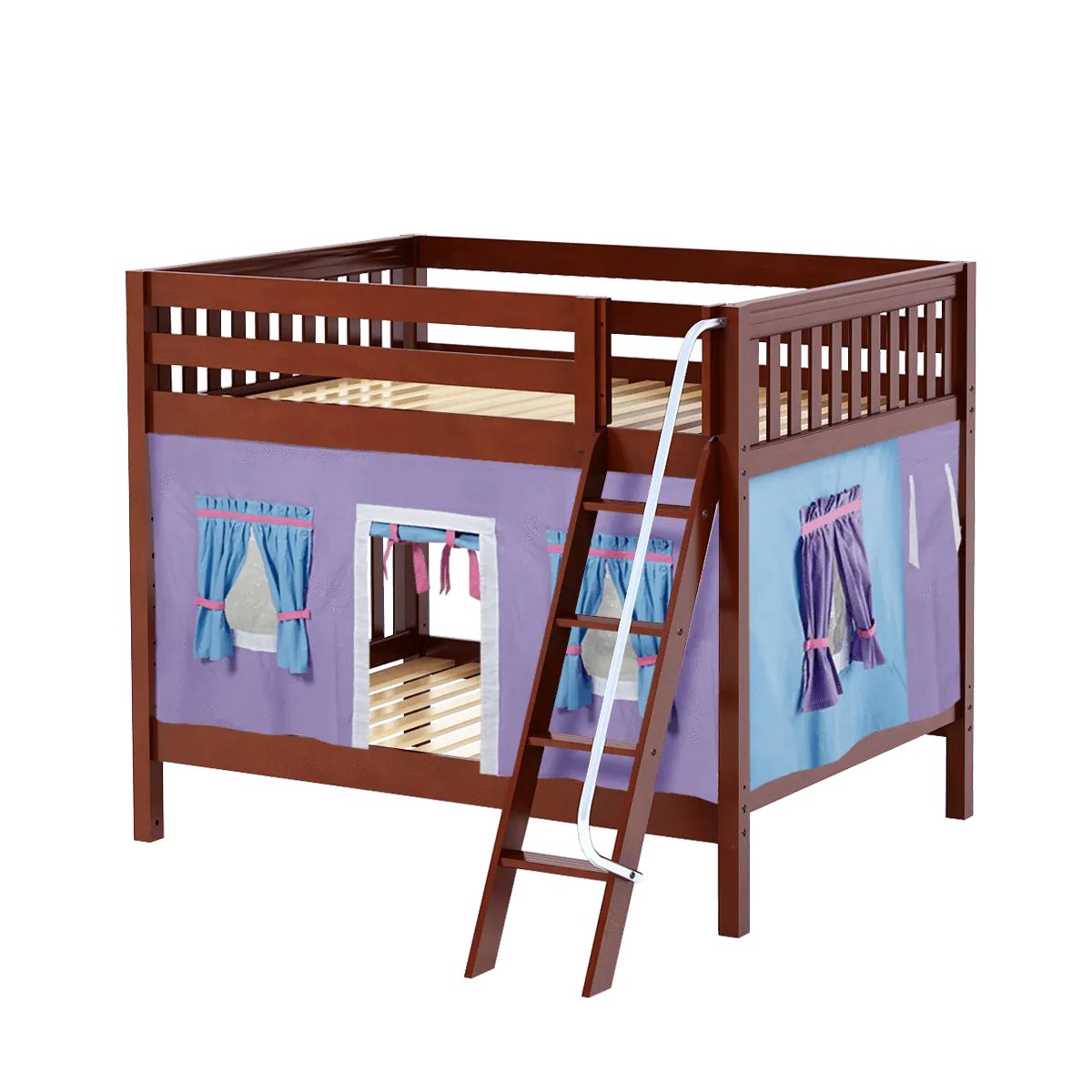 Maxtrix Full Medium Bunk Bed with Angled Ladder   Curtain
