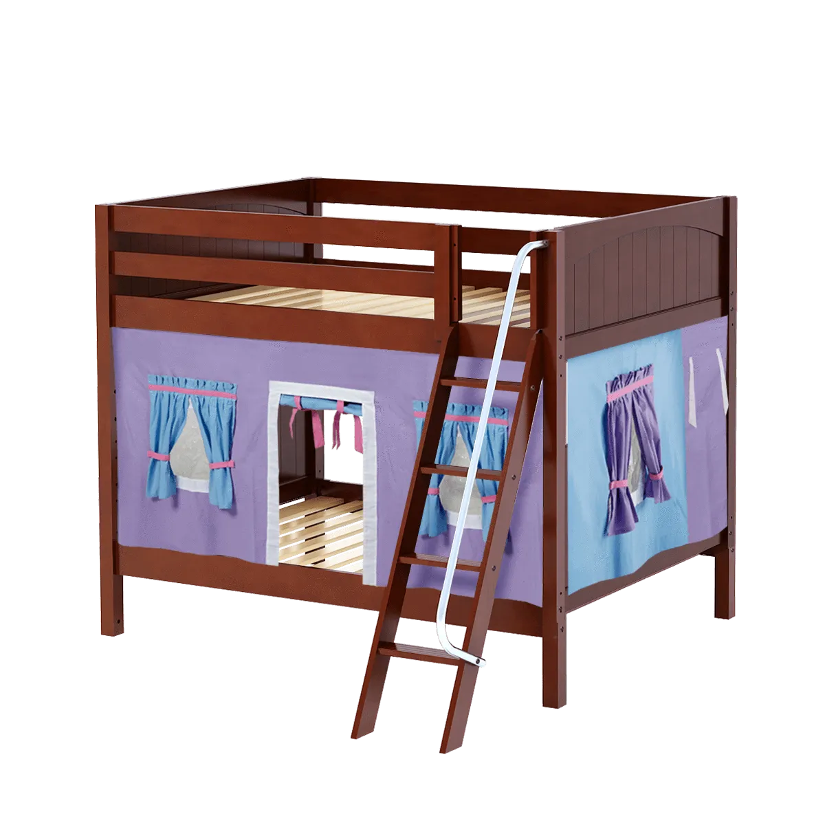 Maxtrix Full Medium Bunk Bed with Angled Ladder   Curtain