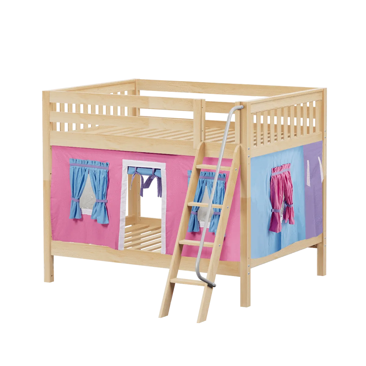 Maxtrix Full Medium Bunk Bed with Angled Ladder   Curtain
