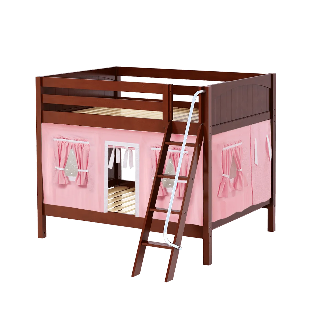 Maxtrix Full Medium Bunk Bed with Angled Ladder   Curtain