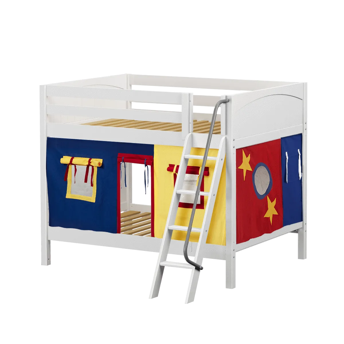 Maxtrix Full Medium Bunk Bed with Angled Ladder   Curtain