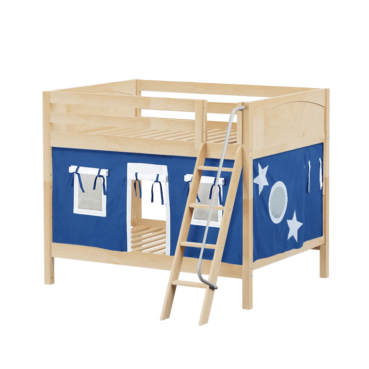 Maxtrix Full Medium Bunk Bed with Angled Ladder   Curtain