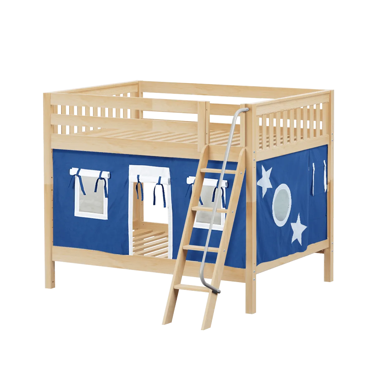 Maxtrix Full Medium Bunk Bed with Angled Ladder   Curtain