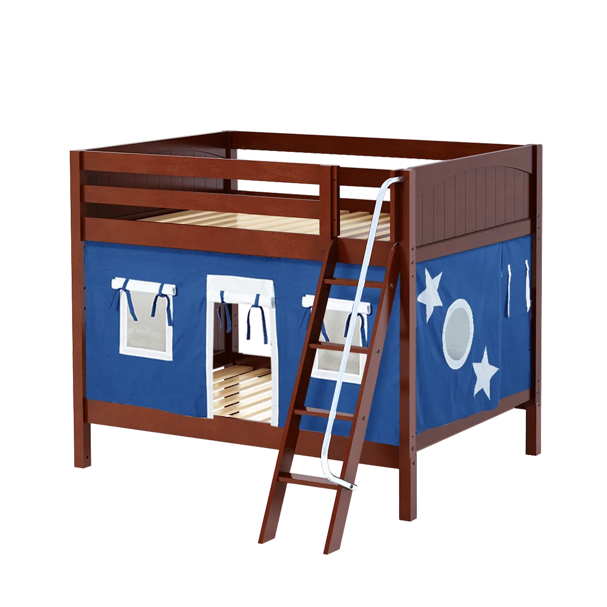 Maxtrix Full Medium Bunk Bed with Angled Ladder   Curtain