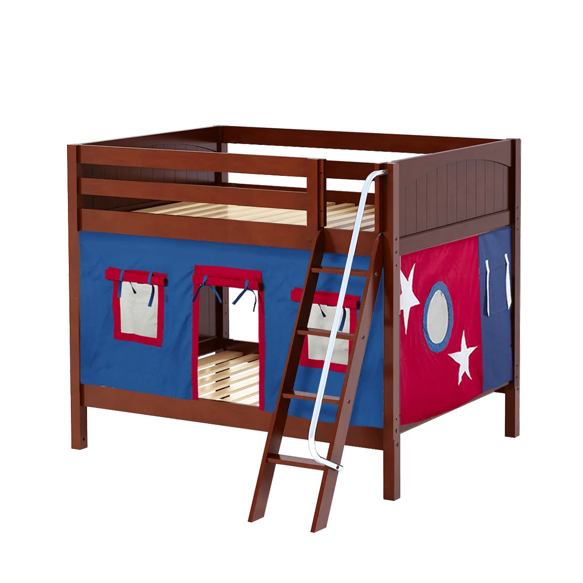 Maxtrix Full Medium Bunk Bed with Angled Ladder   Curtain