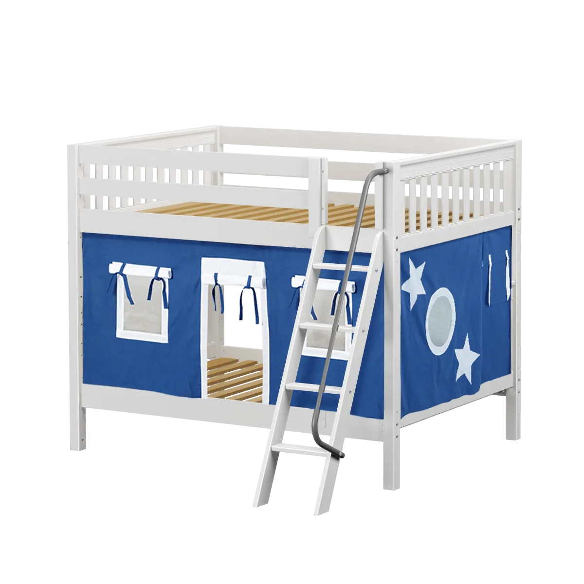 Maxtrix Full Medium Bunk Bed with Angled Ladder   Curtain