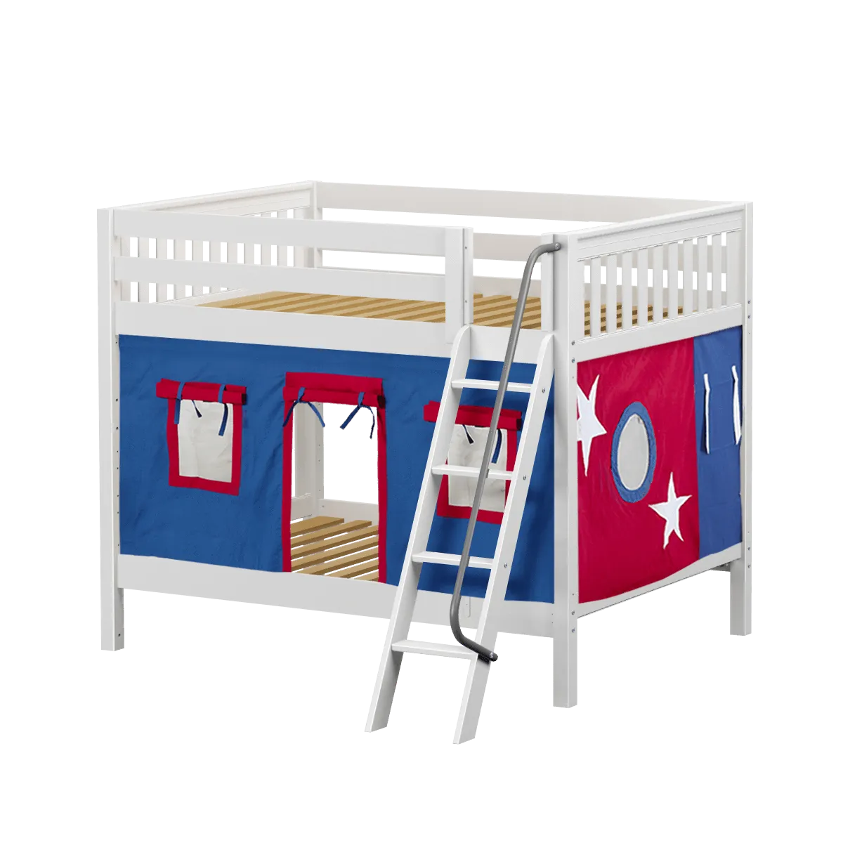 Maxtrix Full Medium Bunk Bed with Angled Ladder   Curtain