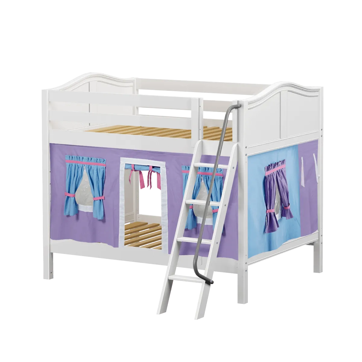 Maxtrix Full Medium Bunk Bed with Angled Ladder   Curtain