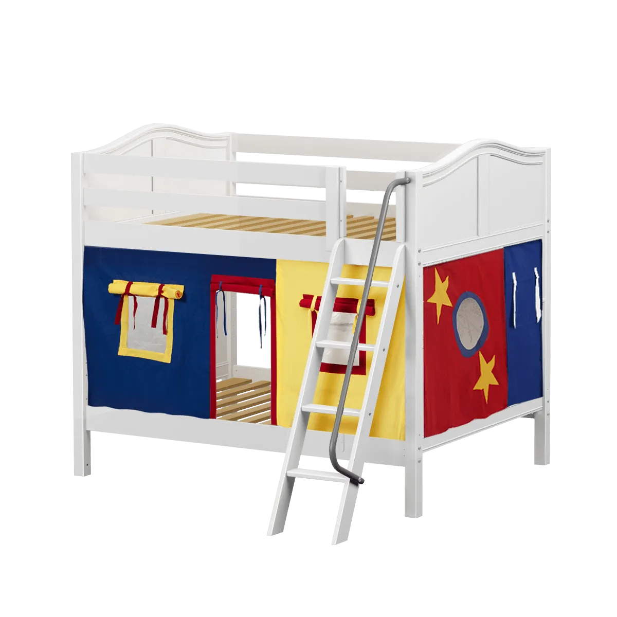 Maxtrix Full Medium Bunk Bed with Angled Ladder   Curtain