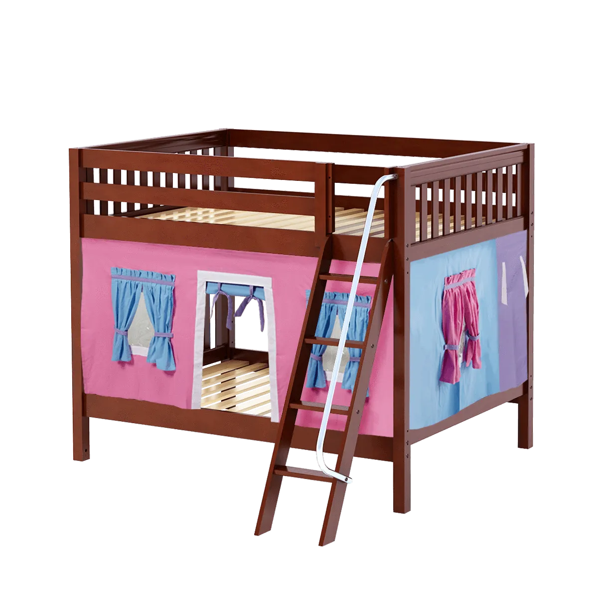 Maxtrix Full Medium Bunk Bed with Angled Ladder   Curtain
