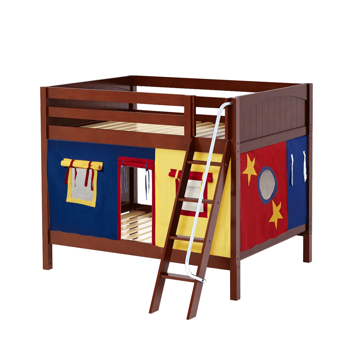 Maxtrix Full Medium Bunk Bed with Angled Ladder   Curtain