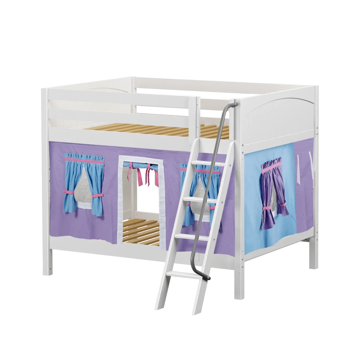 Maxtrix Full Medium Bunk Bed with Angled Ladder   Curtain