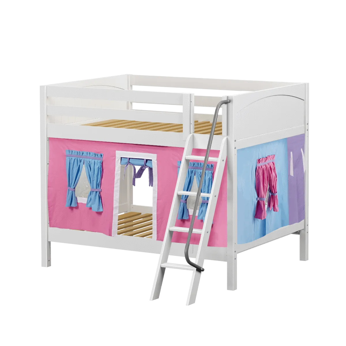 Maxtrix Full Medium Bunk Bed with Angled Ladder   Curtain
