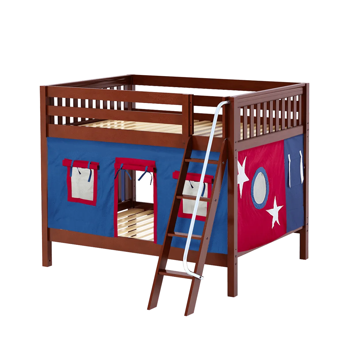 Maxtrix Full Medium Bunk Bed with Angled Ladder   Curtain