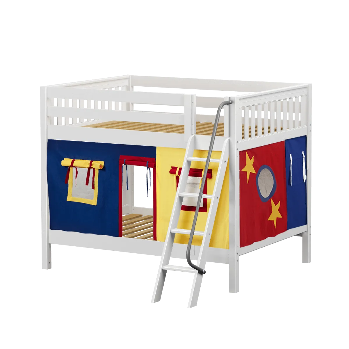 Maxtrix Full Medium Bunk Bed with Angled Ladder   Curtain