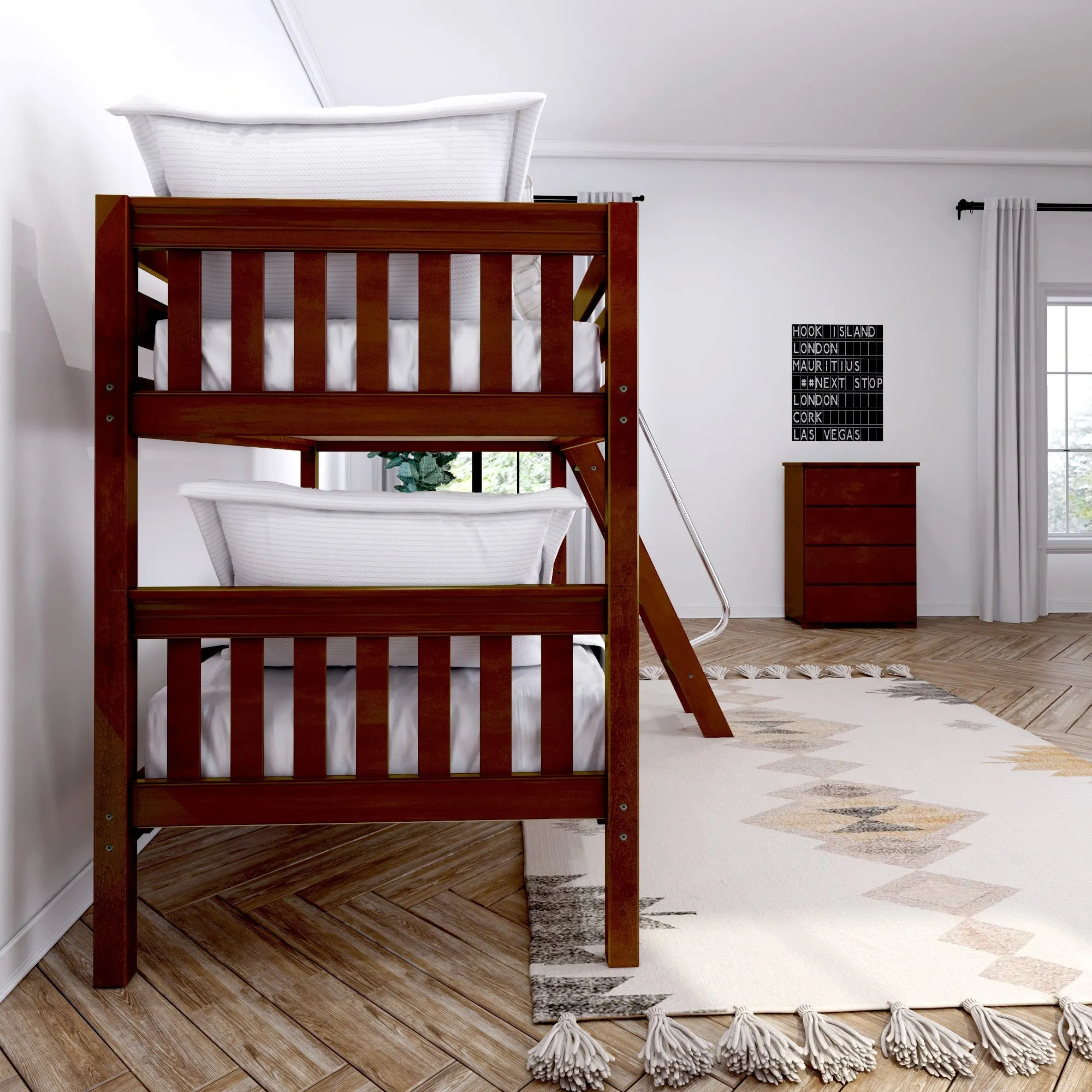 Maxtrix Twin Low Bunk Bed with Ladder