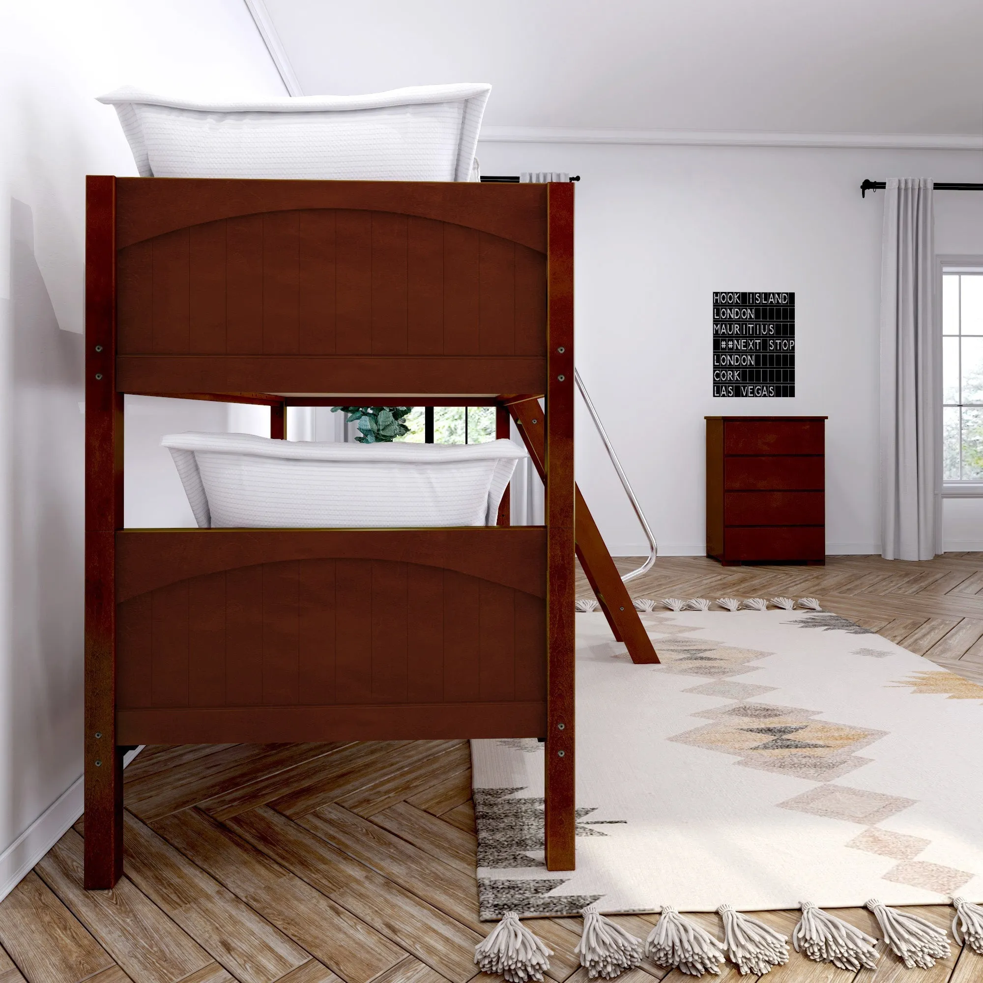 Maxtrix Twin Low Bunk Bed with Ladder