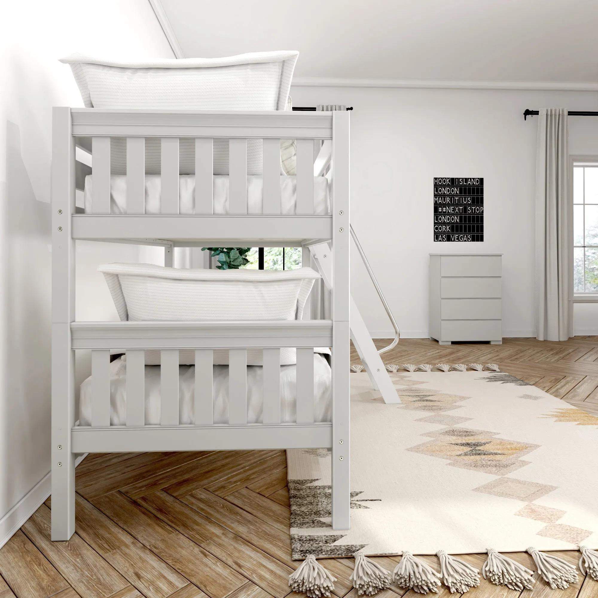 Maxtrix Twin Low Bunk Bed with Ladder
