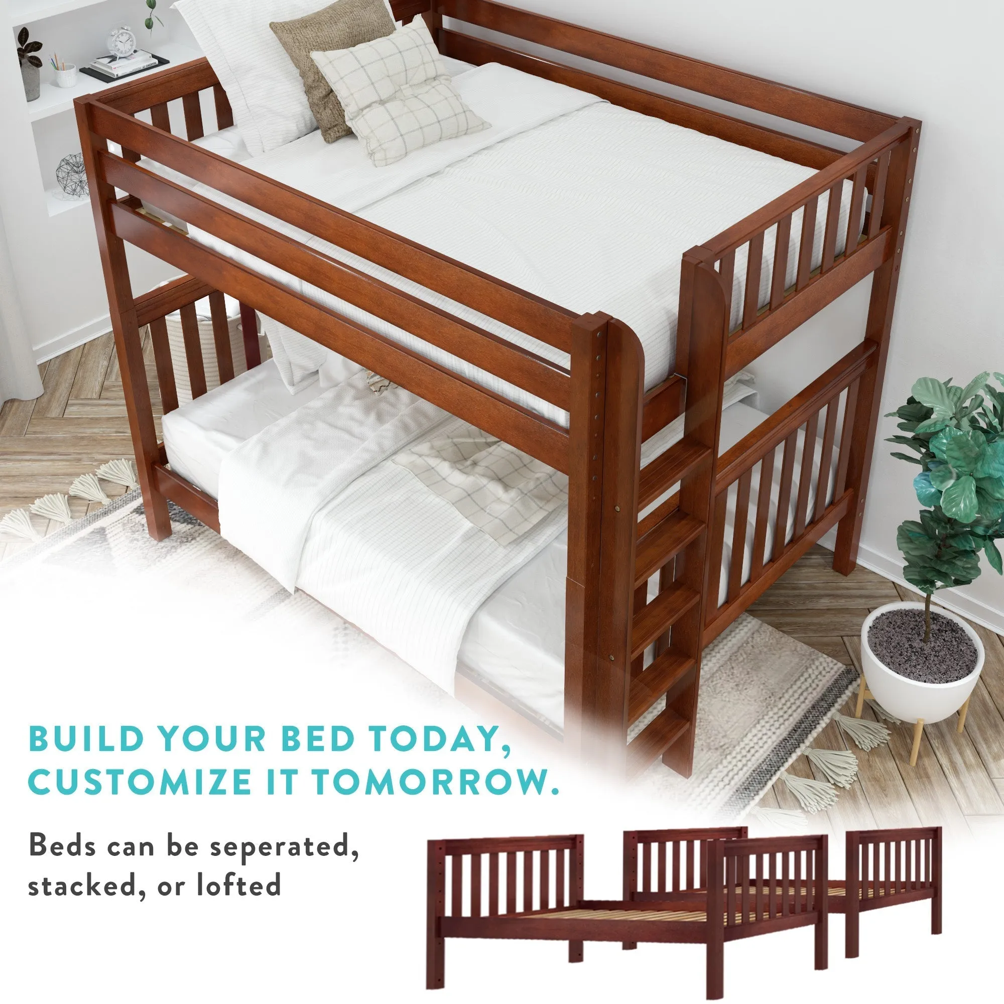 Maxtrix Twin Low Bunk Bed with Ladder
