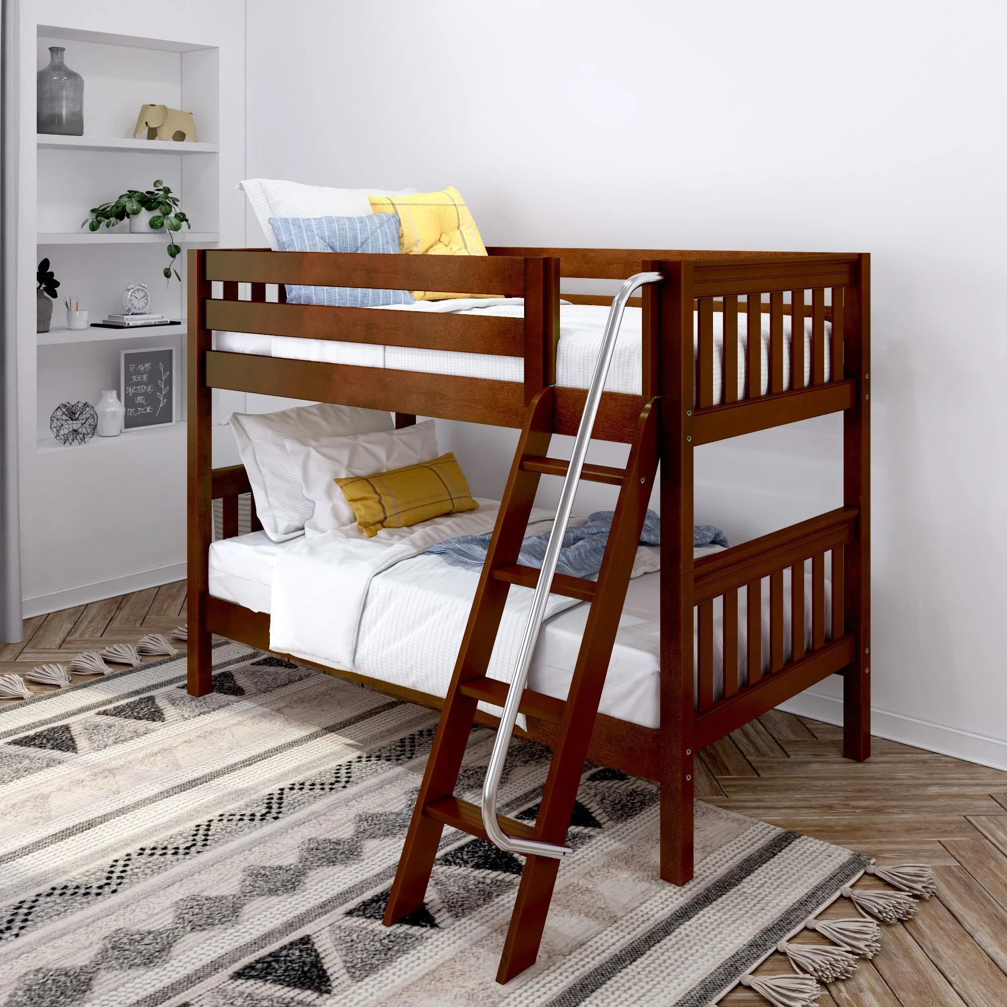 Maxtrix Twin Low Bunk Bed with Ladder