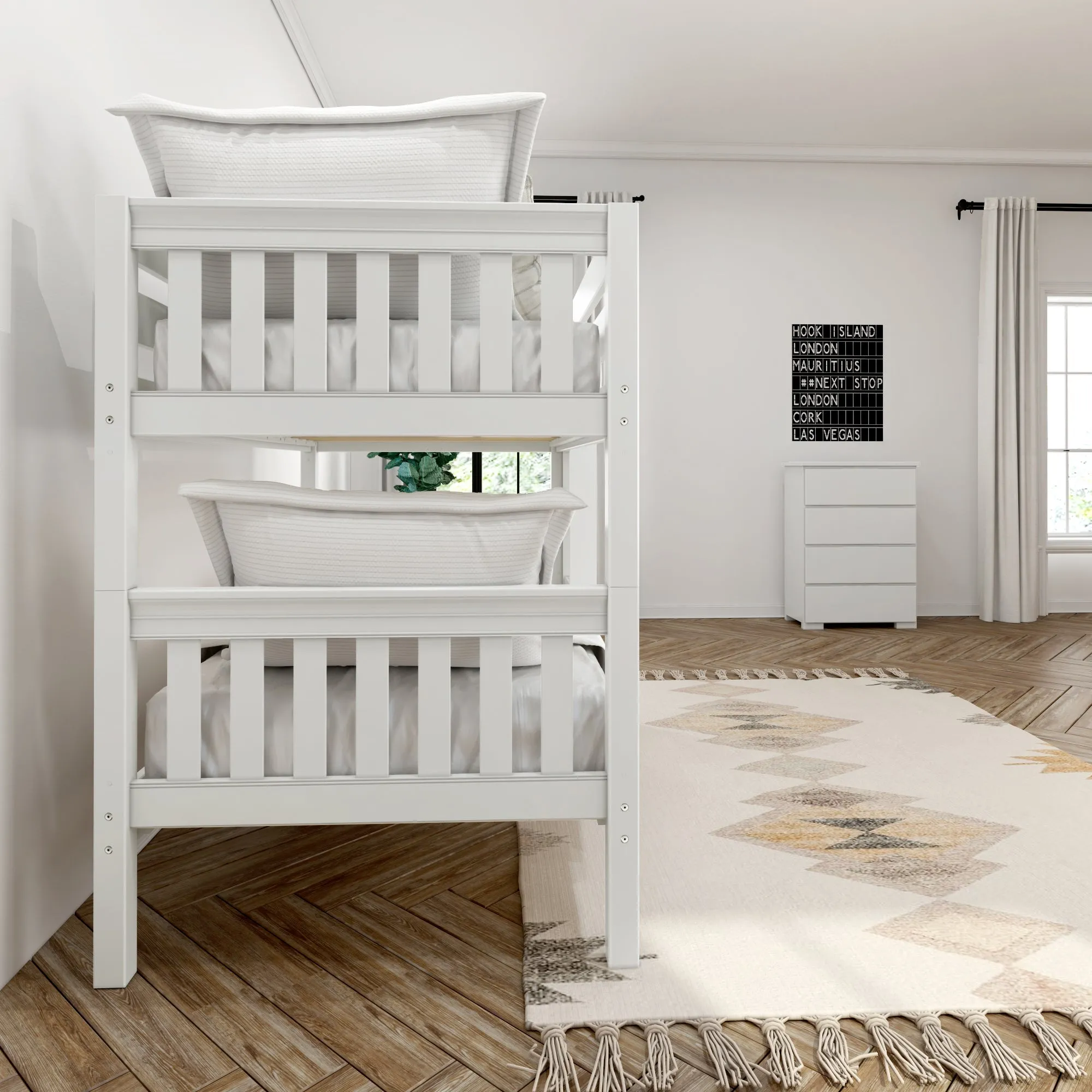Maxtrix Twin Low Bunk Bed with Ladder
