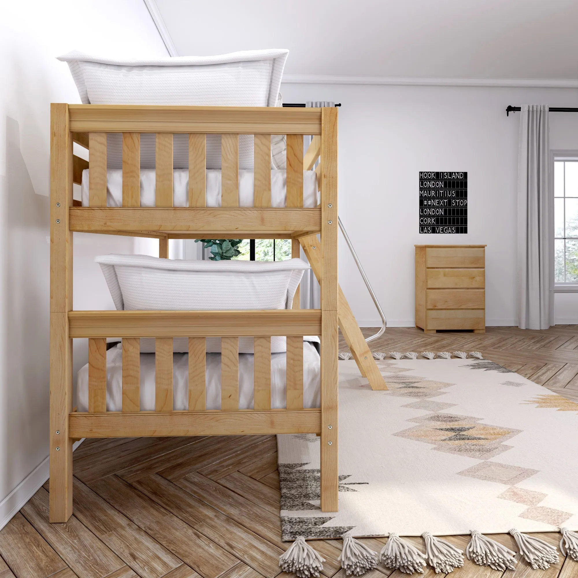 Maxtrix Twin Low Bunk Bed with Ladder
