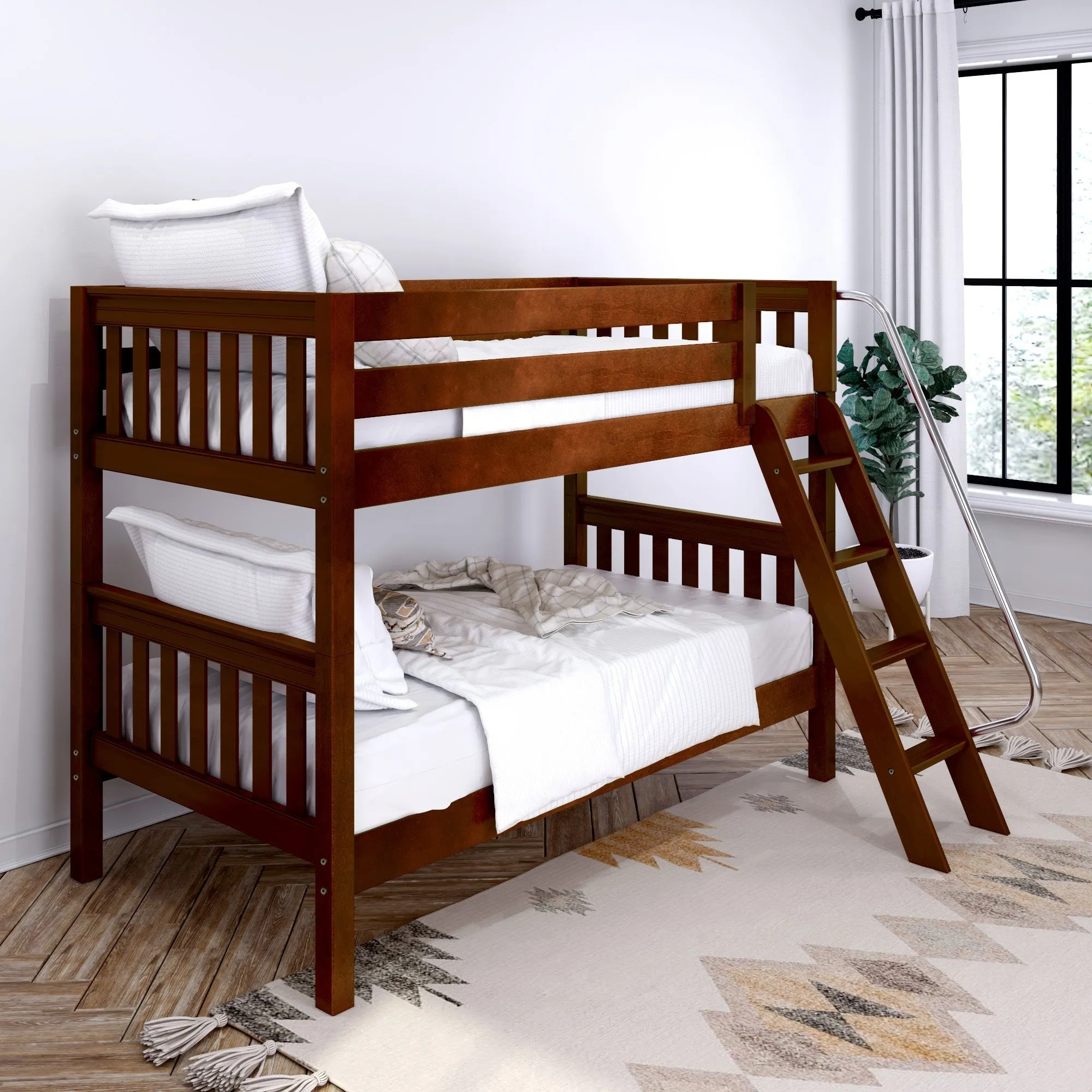 Maxtrix Twin Low Bunk Bed with Ladder