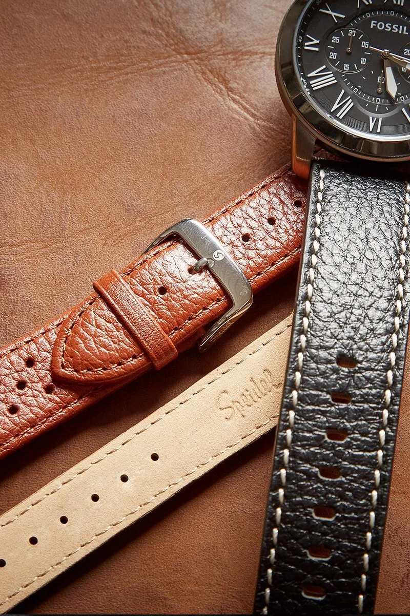 Men's Calfskin Leather Band in Black, Brown, White and Navy