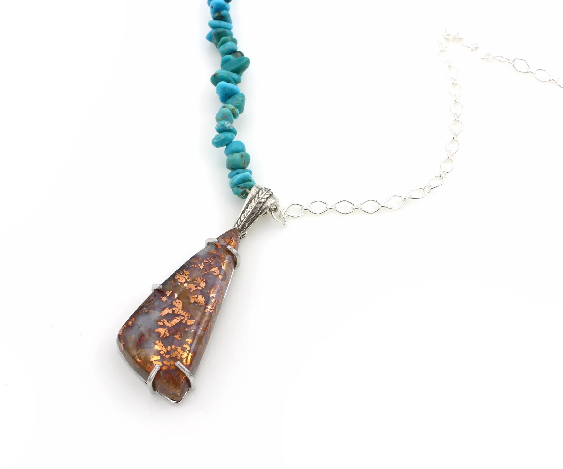 Native Copper and Turquoise Silver Necklace