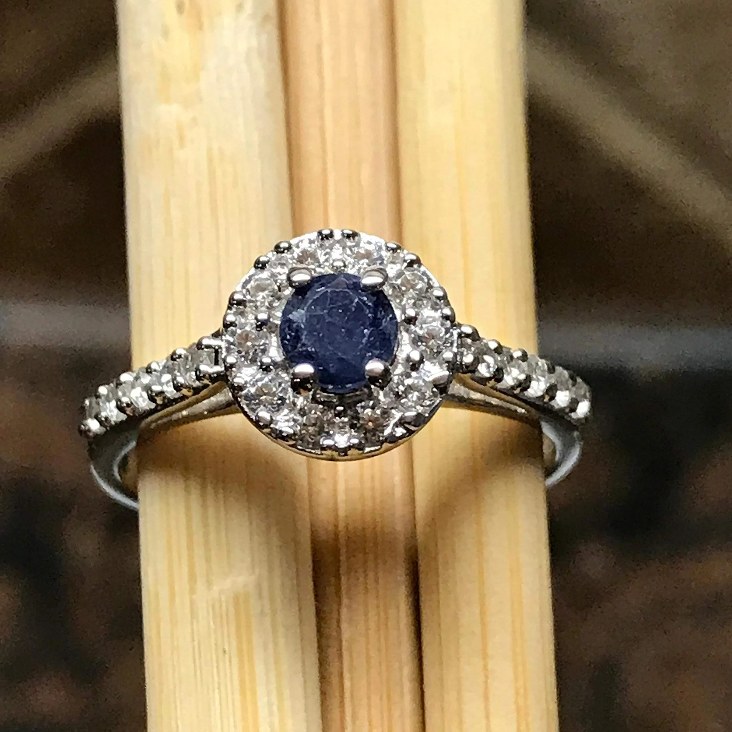 Natural Blue Sapphire 925 Solid Sterling Silver Engagement Ring Size 6, 7, 8, 9