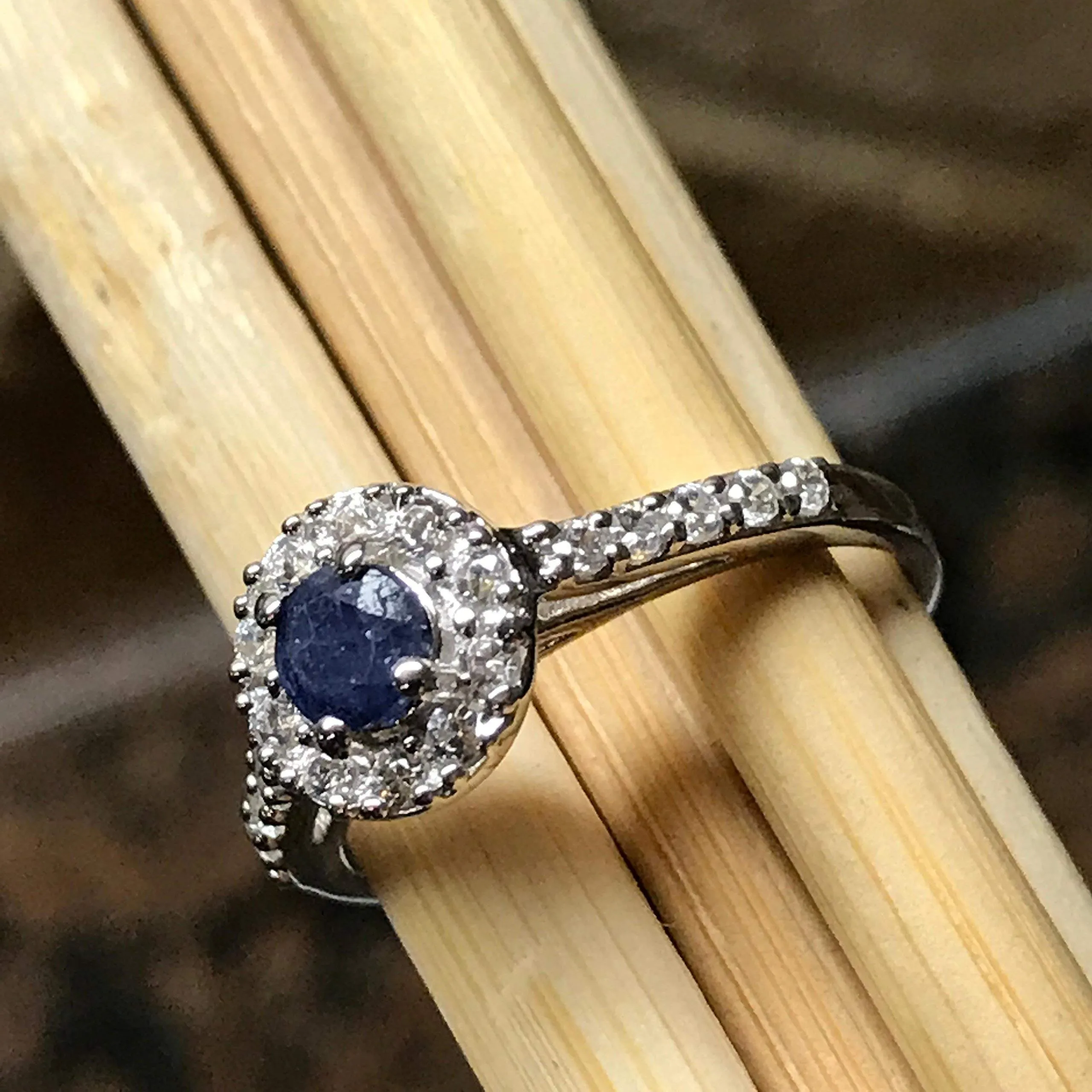 Natural Blue Sapphire 925 Solid Sterling Silver Engagement Ring Size 6, 7, 8, 9