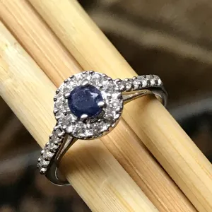 Natural Blue Sapphire 925 Solid Sterling Silver Engagement Ring Size 6, 7, 8, 9