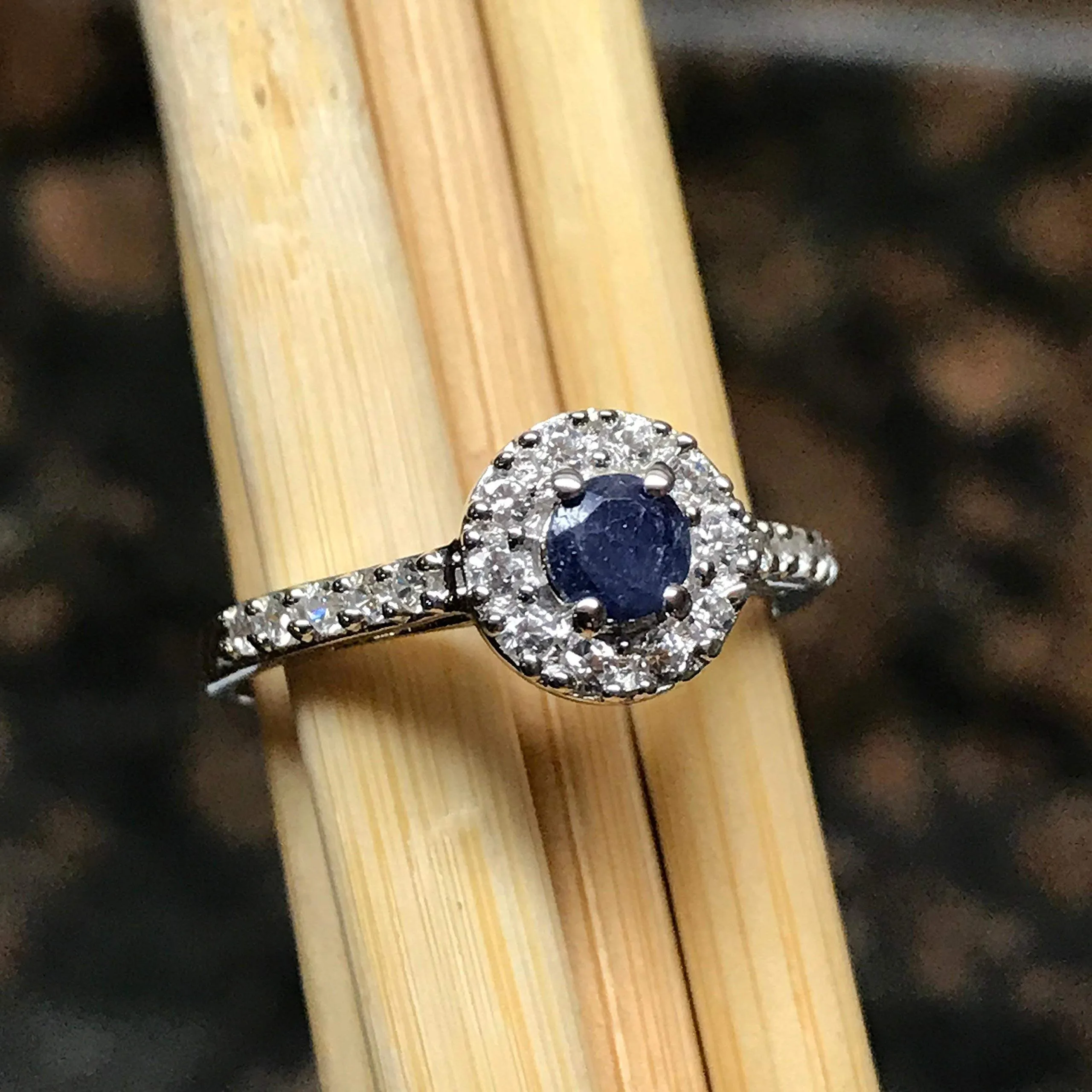 Natural Blue Sapphire 925 Solid Sterling Silver Engagement Ring Size 6, 7, 8, 9