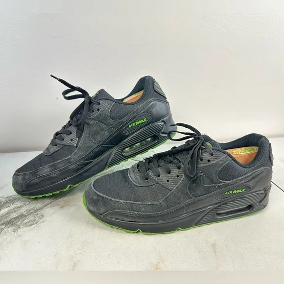 Nike Men's Air Max 90 Black Chlorophyll Running Shoes Sneakers, 11.5
