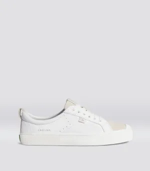 OCA Low White Premium Leather Vintage White Suede Sneaker Women