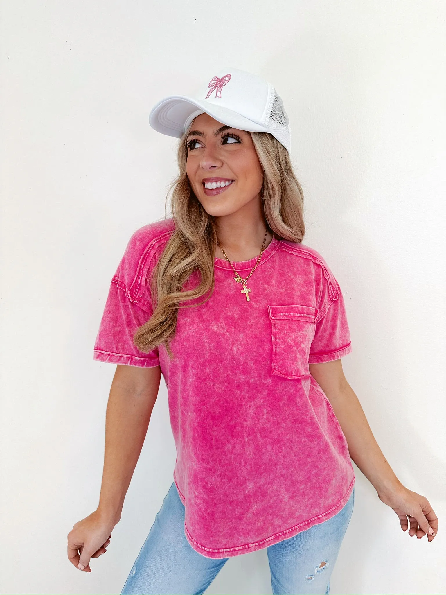 Pax Pocketed Mineral Washed Tee - Pink