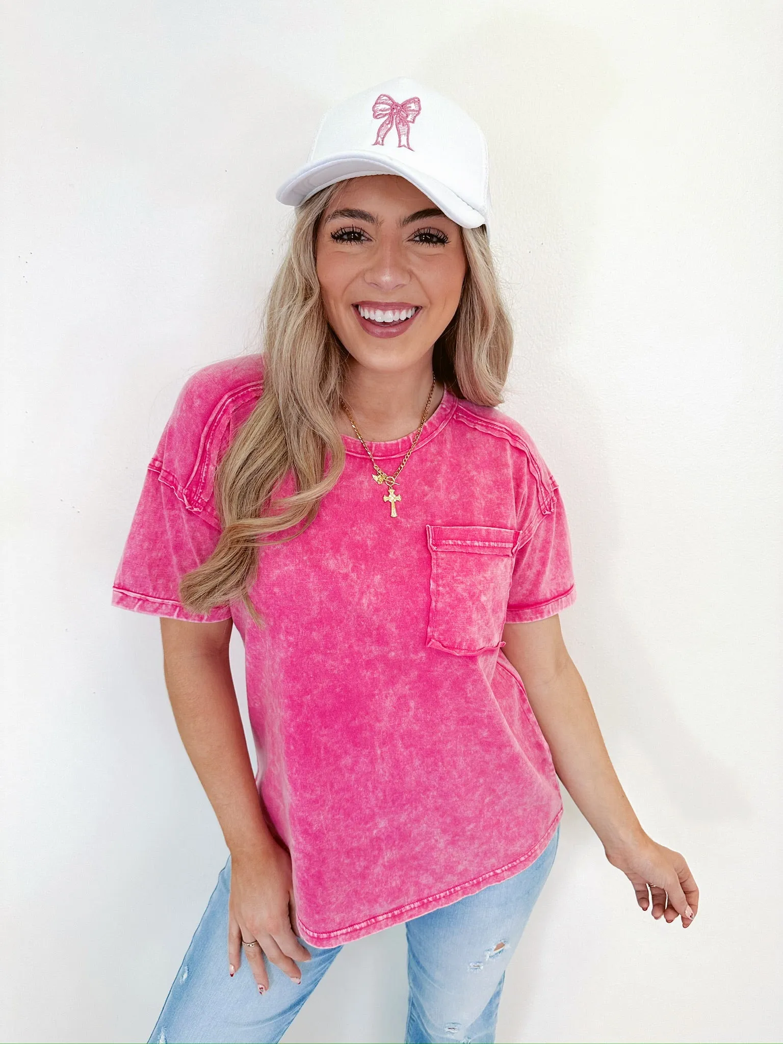 Pax Pocketed Mineral Washed Tee - Pink