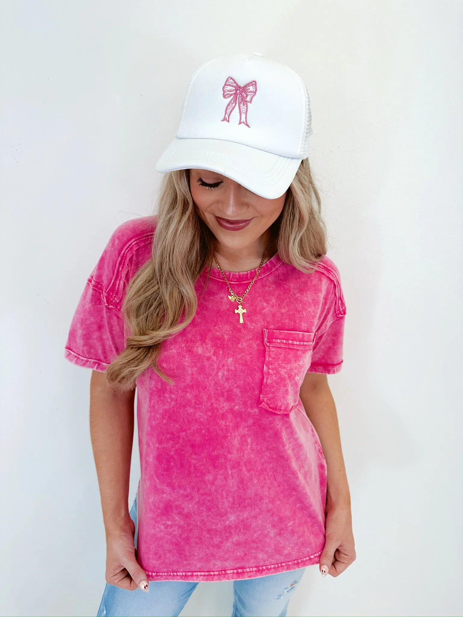 Pax Pocketed Mineral Washed Tee - Pink