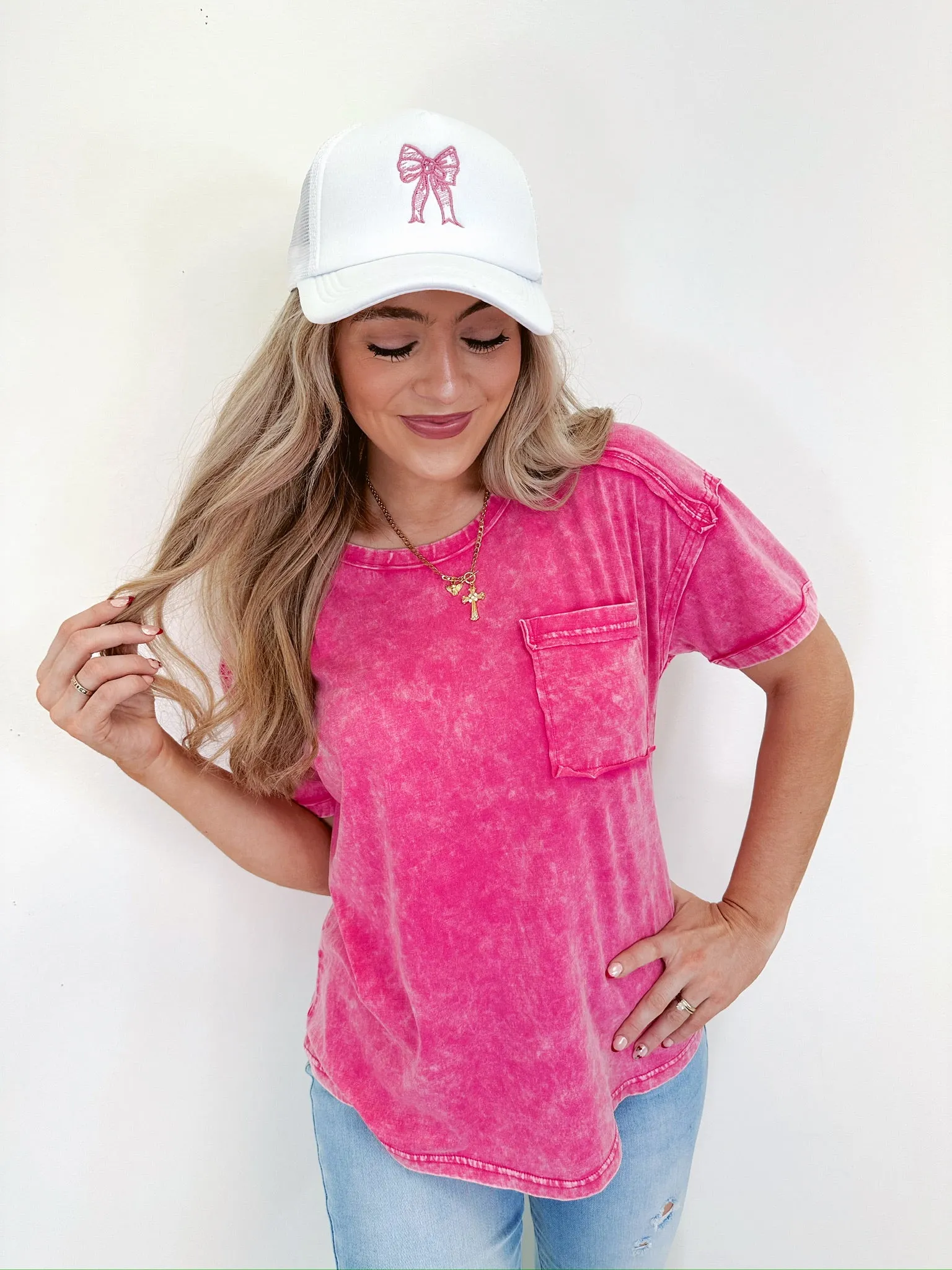 Pax Pocketed Mineral Washed Tee - Pink