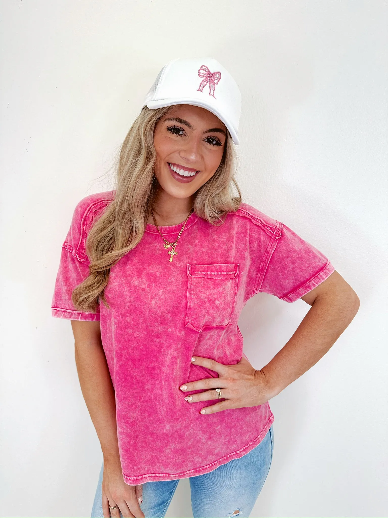 Pax Pocketed Mineral Washed Tee - Pink