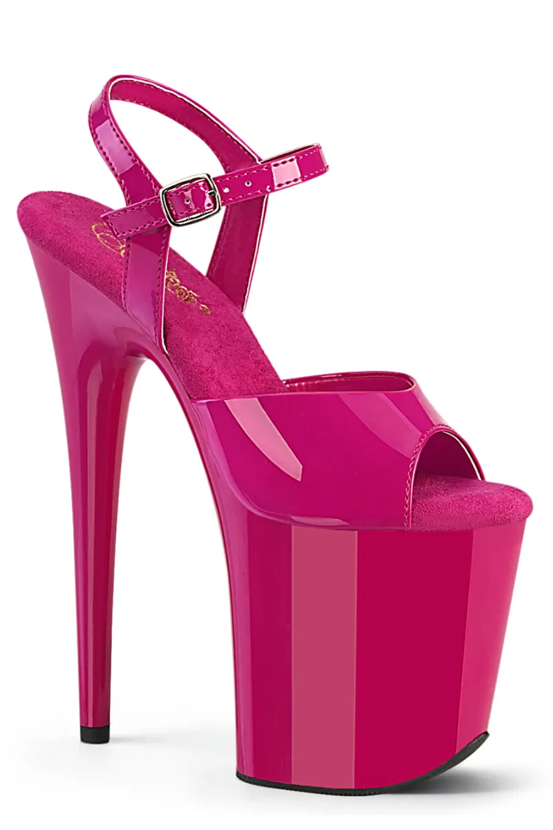 Pleaser USA Flamingo-809 8inch Pleaser Stilettos - Patent Hot Pink